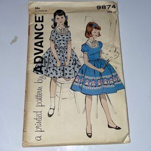Vtg 50s Advance‎ uncut little girls dress sewing pattern